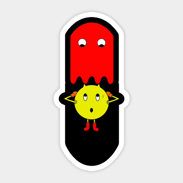 Red ghost chase Pacman Sticker by Stinos